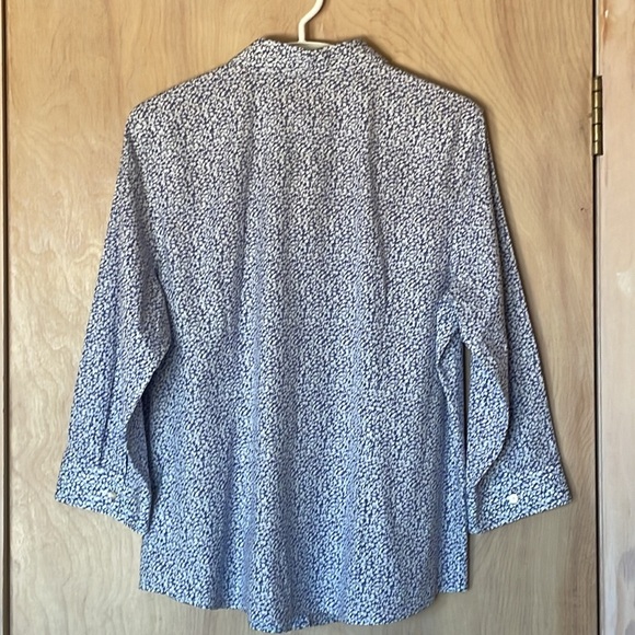 NWT Talbots 16P Floral Button Down Blouse Purple Blue White 3/4 Sleeve Cotton - Picture 10 of 12